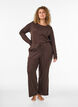 Organic cotton pyjama bottoms with eyelet embroidery, Brown, Model image number 0