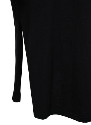 Cotton t-shirt dress with side slits, Black, Packshot image number 3