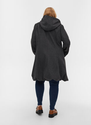 Hooded jacket with wool, Dark Grey Melange, Model image number 1