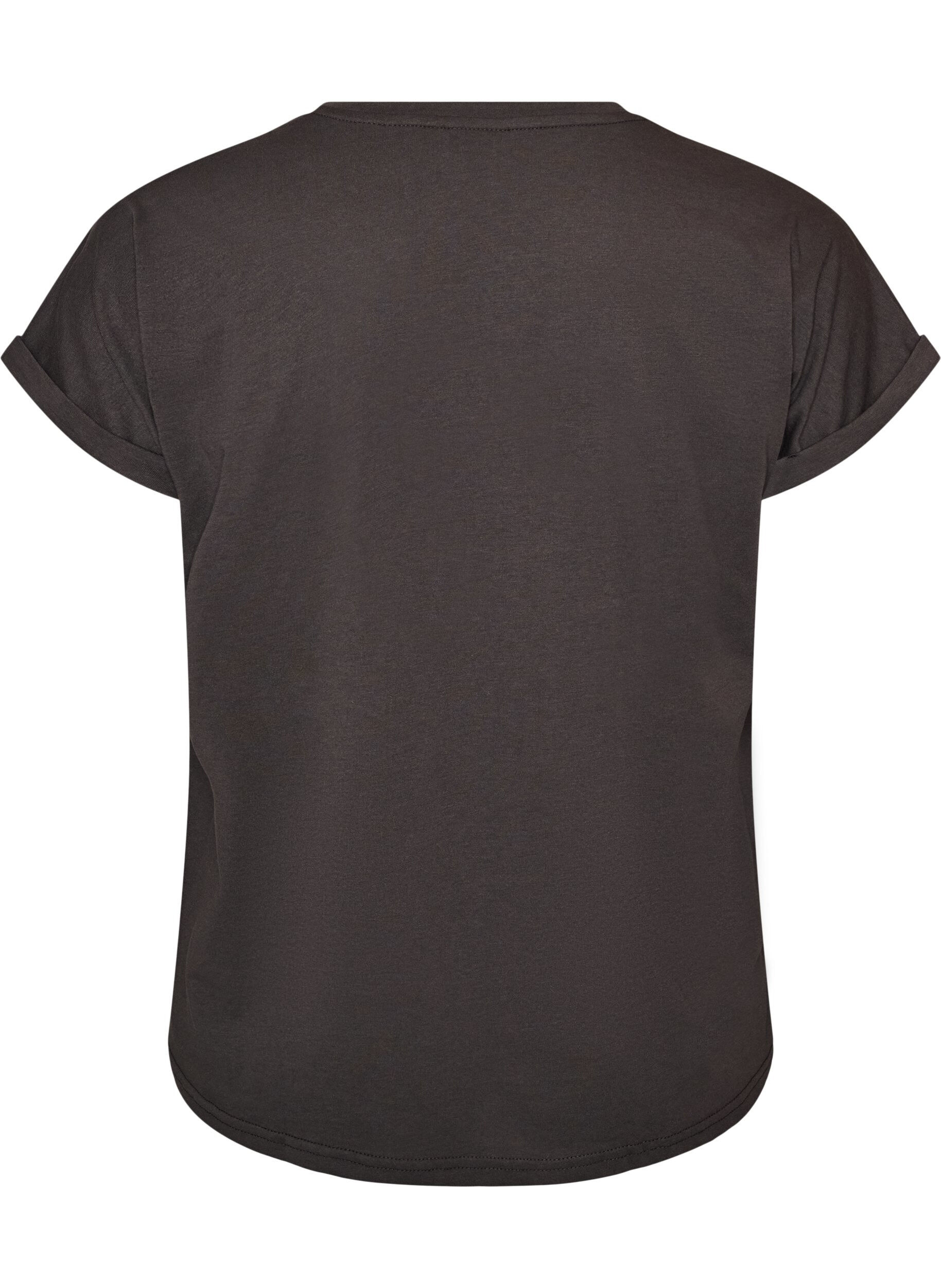 ZizzifashionT-shirt with decorative front print, Dark Grey, Packshot image number 1
