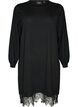 Short knitted dress with lace hem, Black, Packshot image number 0