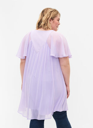 Loose dress with short sleeves, Purple Heather, Model image number 1