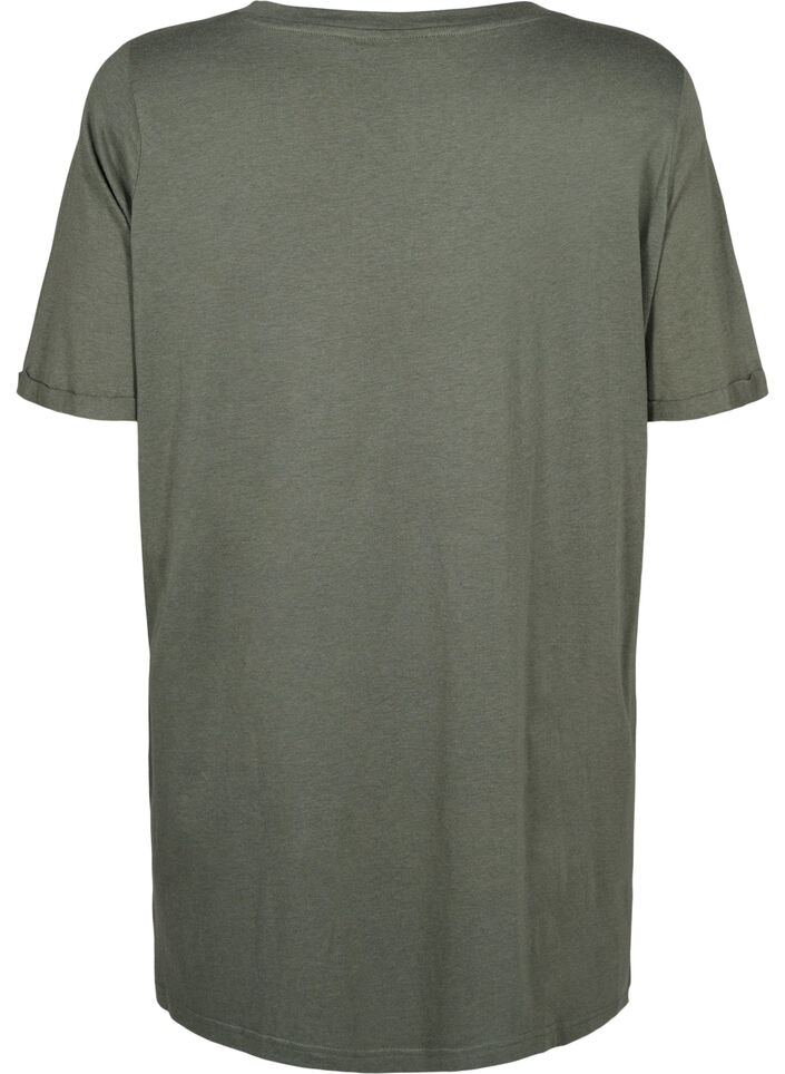 Single colour oversized t-shirt with v-neck, Green, Packshot image number 1