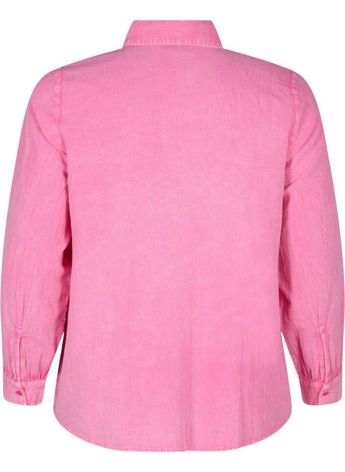 Solid coloured denim shirt, Pink Power, Packshot image number 1