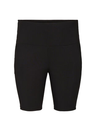 Tight-fitting high-waist shorts with pockets, Black, Packshot image number 0