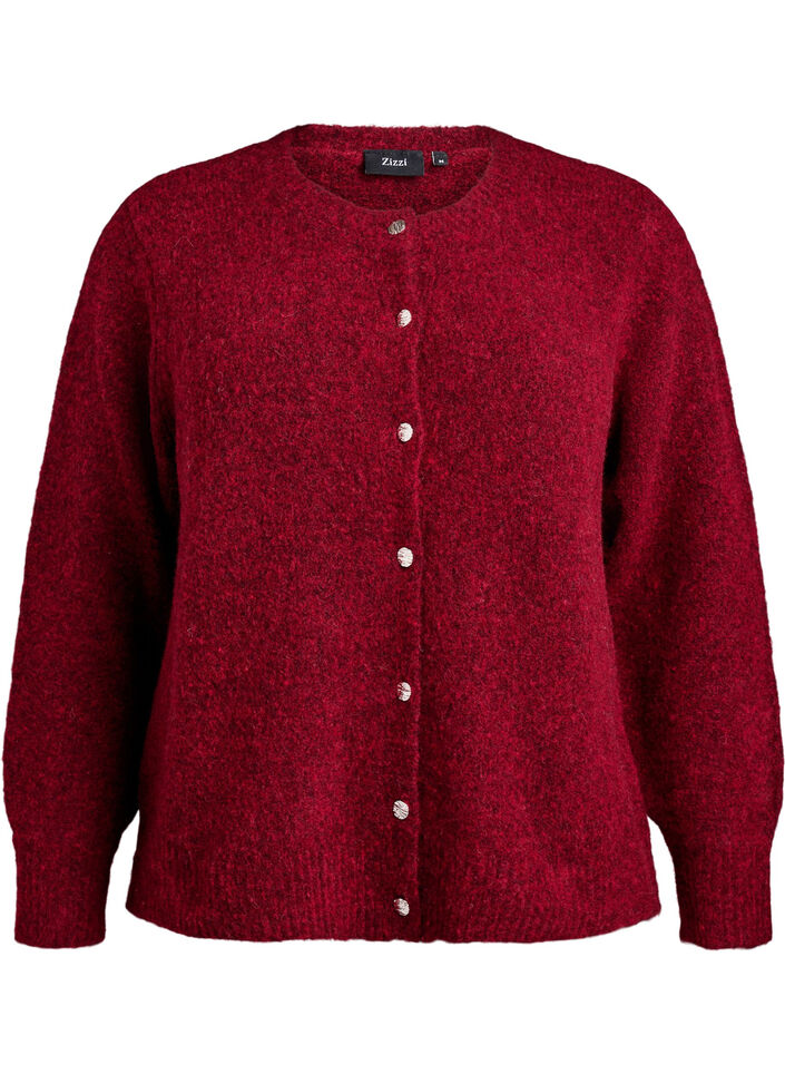 Cardigan with wool and alpaca and decorative buttons, Red, Packshot image number 0