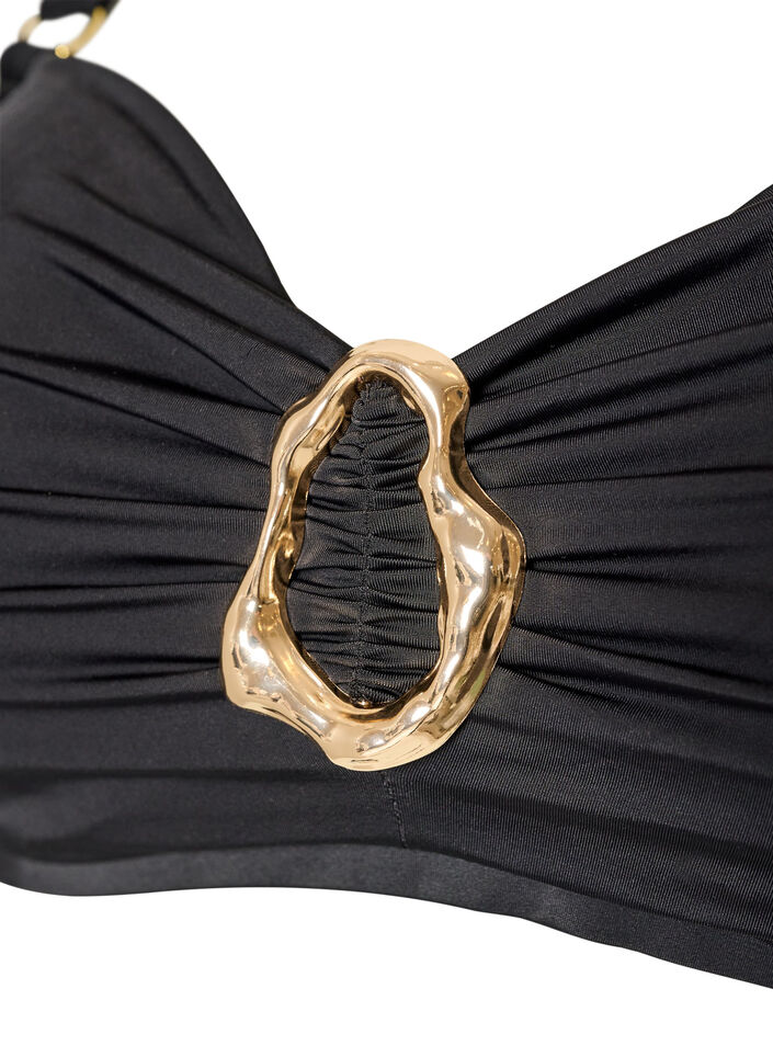 Bikini bra with underwire and gold-coloured detail, Black, Packshot image number 2