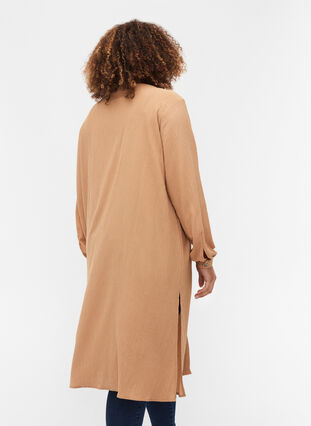 Long-sleeved, textured shirt dress, Indian Tan, Model image number 1