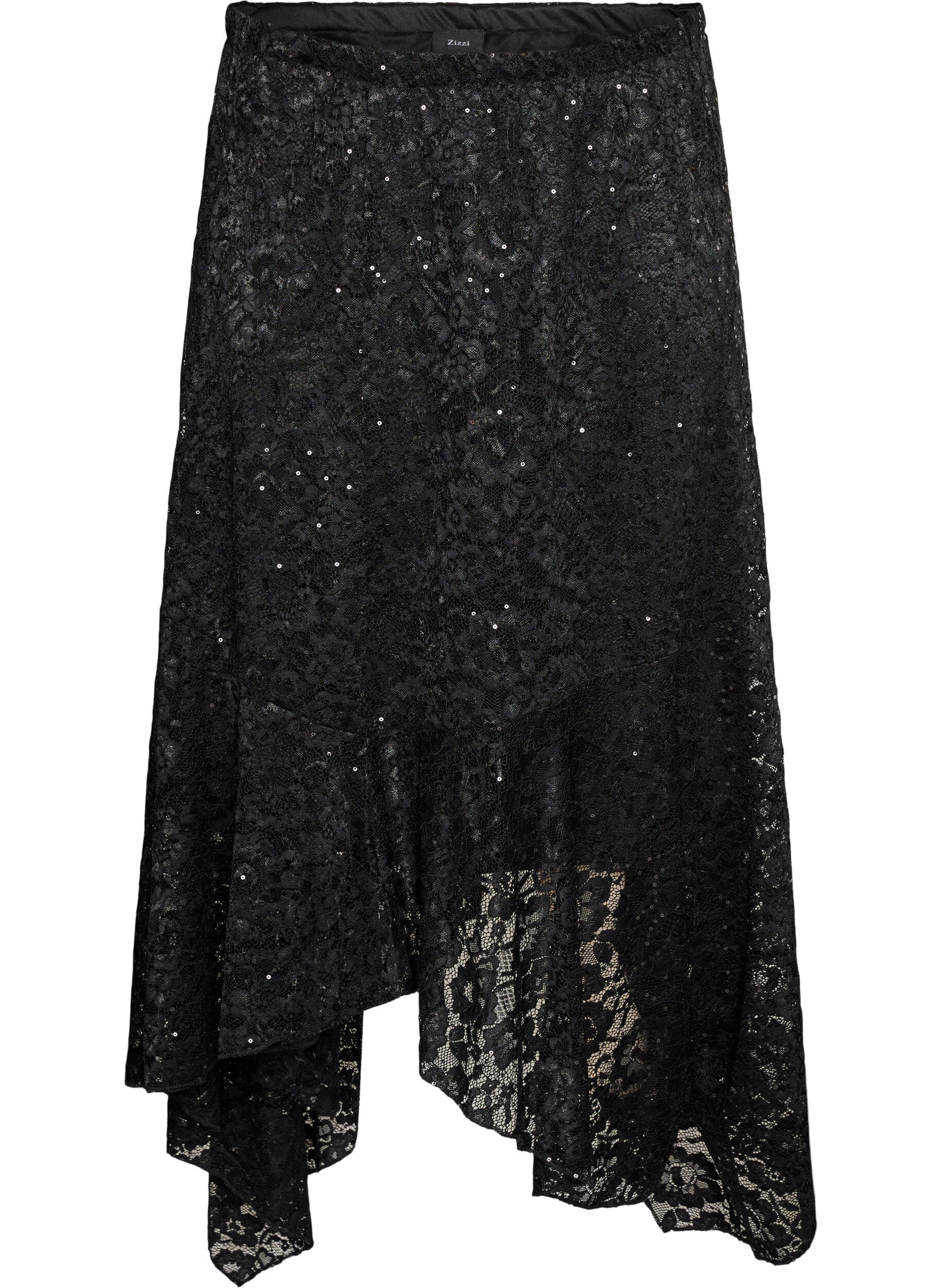 Lace midi skirt with sequins