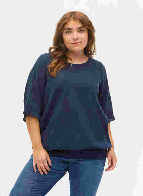 Short-sleeved cotton blouse with smock