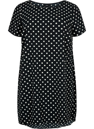 Dress with print and short sleeves, Black w. Dots, Packshot image number 0