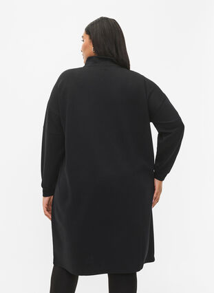 Sweatdress in modal mix with high neck, Black, Model image number 1