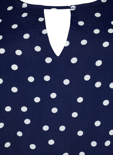 Printed viscose blouse with short sleeves, Peacoat Dot, Packshot image number 2