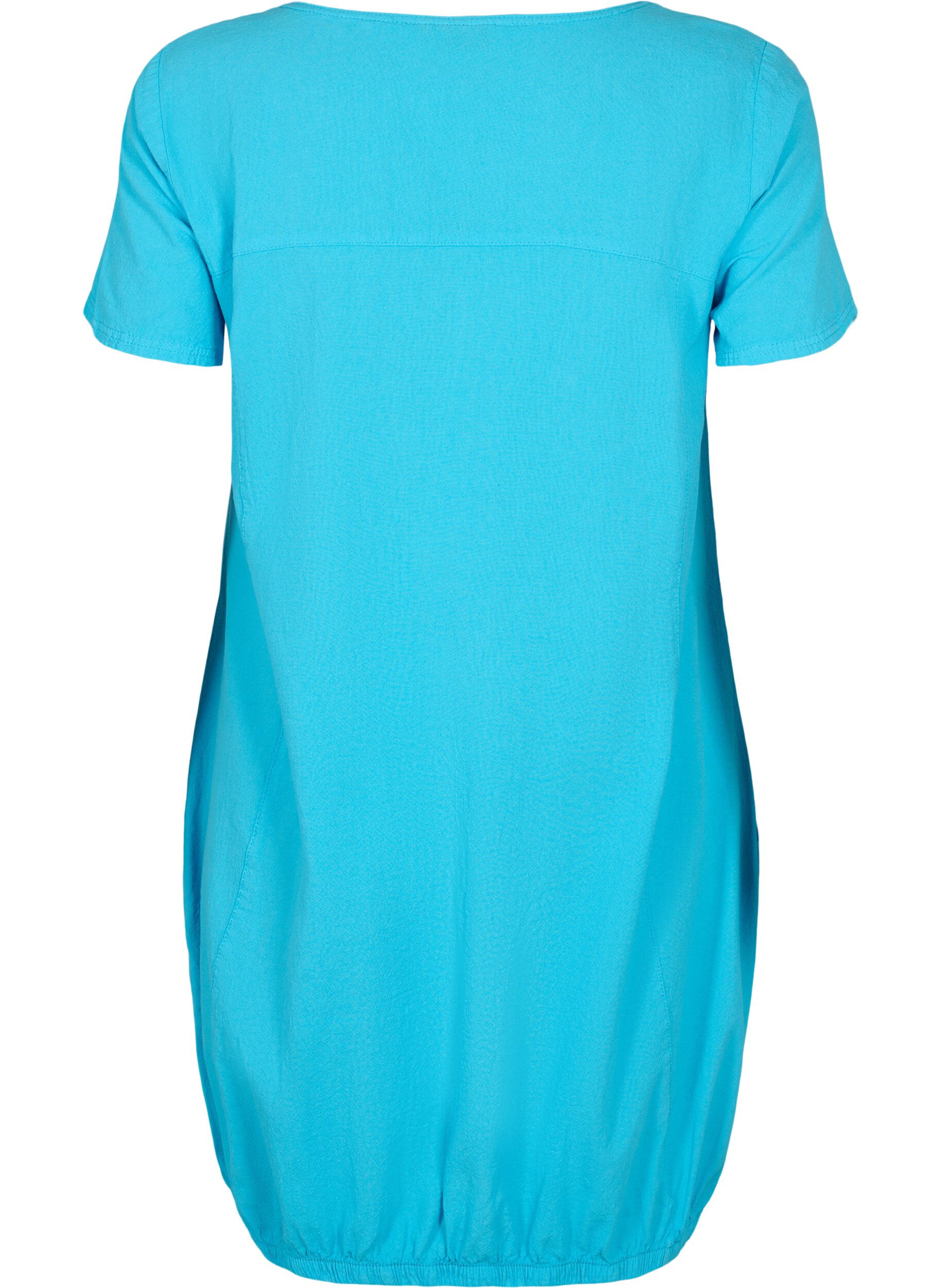 Zizzifashion Short-sleeved cotton dress, Blue, Packshot image number 1