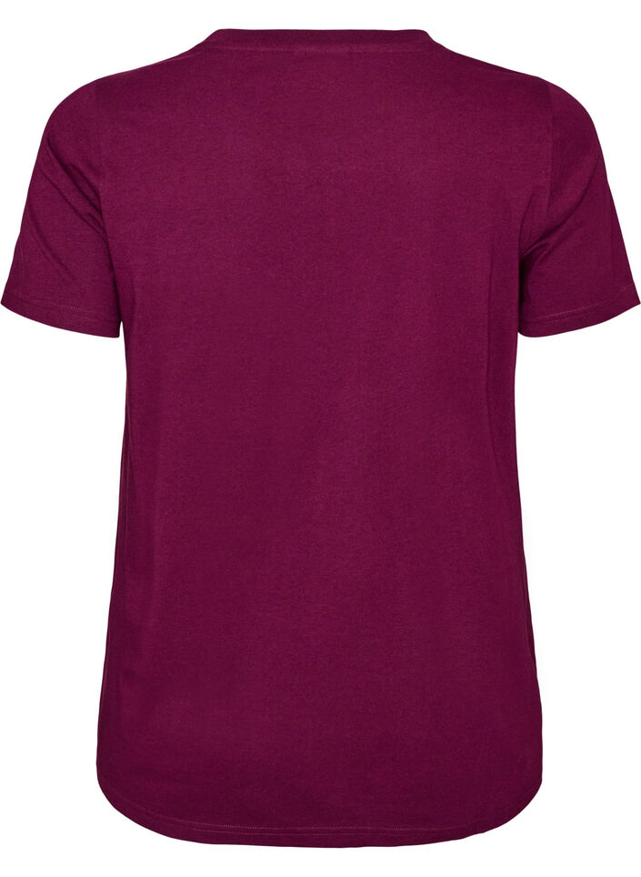 Organic cotton T-shirt with velour text, Purple, Packshot image number 1