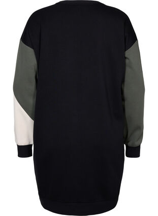 Long sweatshirt with colorblock pattern, Black Color Block, Packshot image number 1