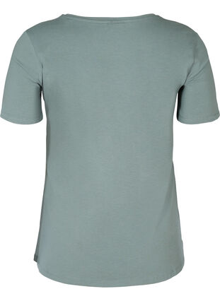 Basic t-shirt with v-neck, Balsam Green, Packshot image number 1