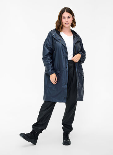 Rain jacket with hood and button fastening, Night Sky, Model image number 2