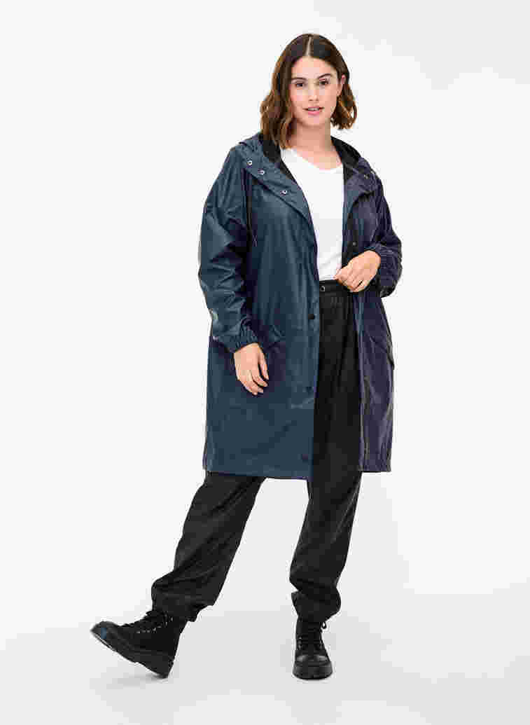 Rain jacket with hood and button fastening, Night Sky, Model image number 2