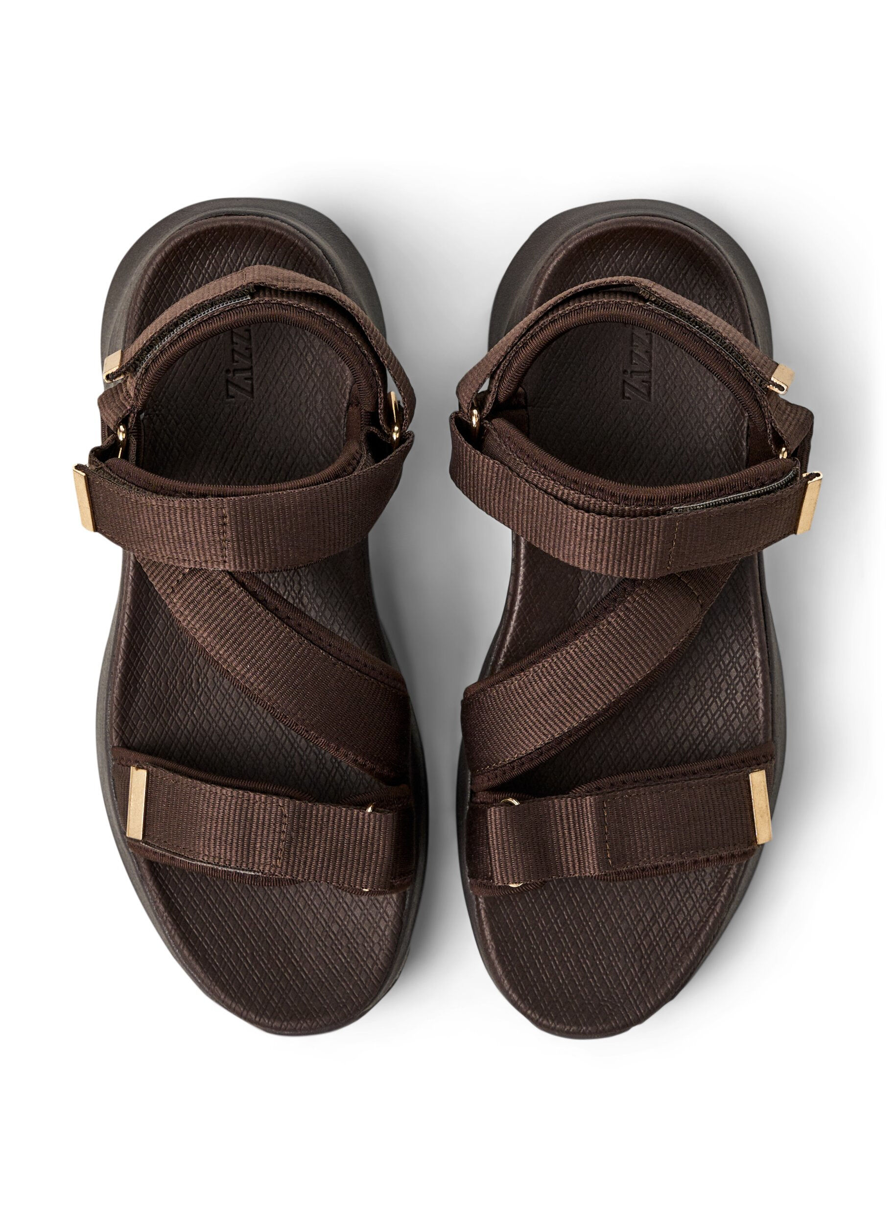 Zizzifashion Comfortable sandal with Velcro and arch support, Brown, Packshot image number 2