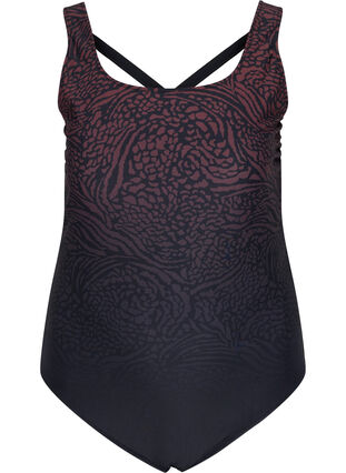 Patterned swimsuit with cross back, Small Leo Fading, Packshot image number 0