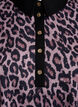 Polo shirt with leopard print and gold-coloured buttons, Brown, Packshot image number 2