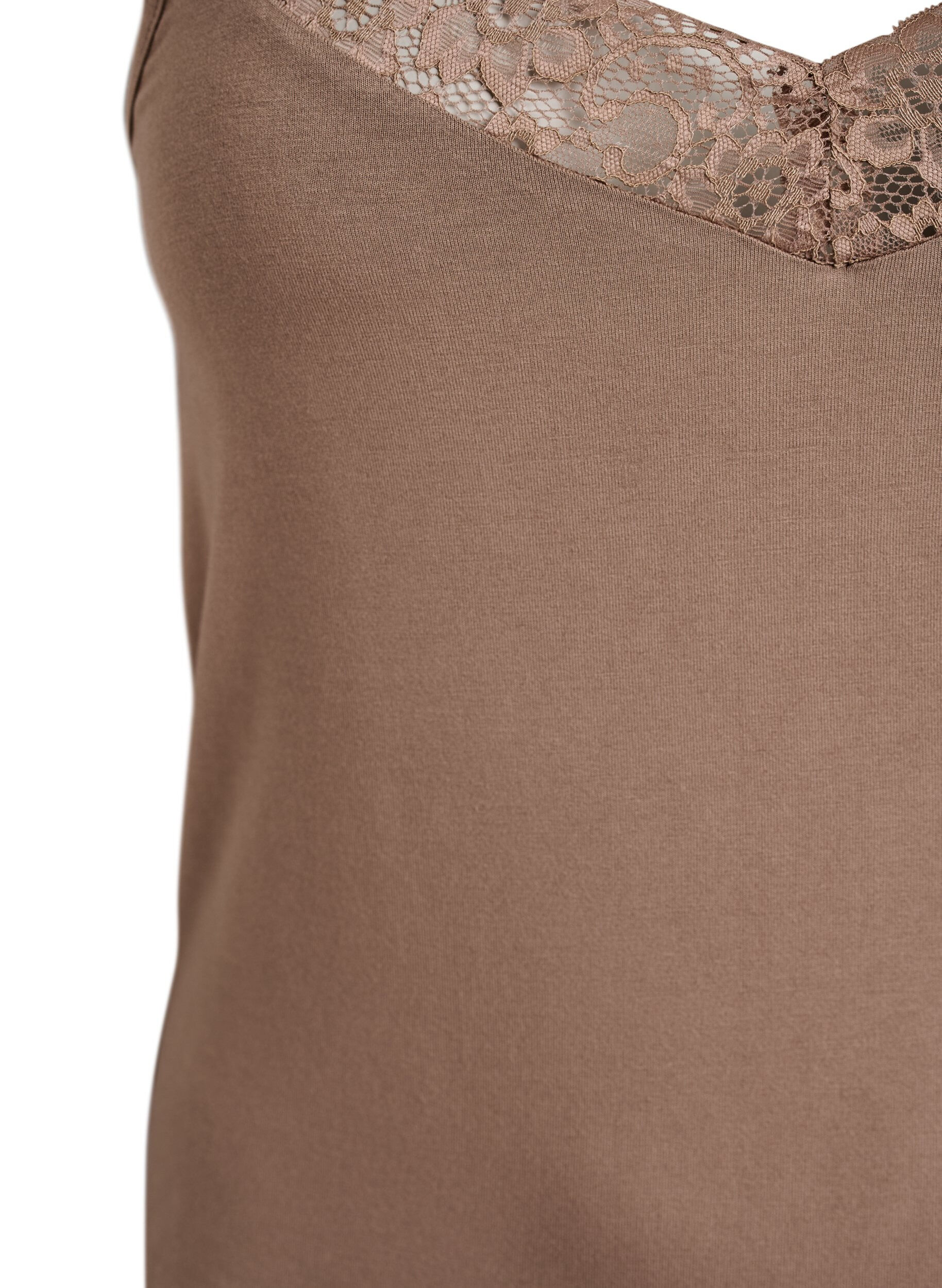 Zizzifashion Viscose top with lace edge, Beige, Packshot image number 2