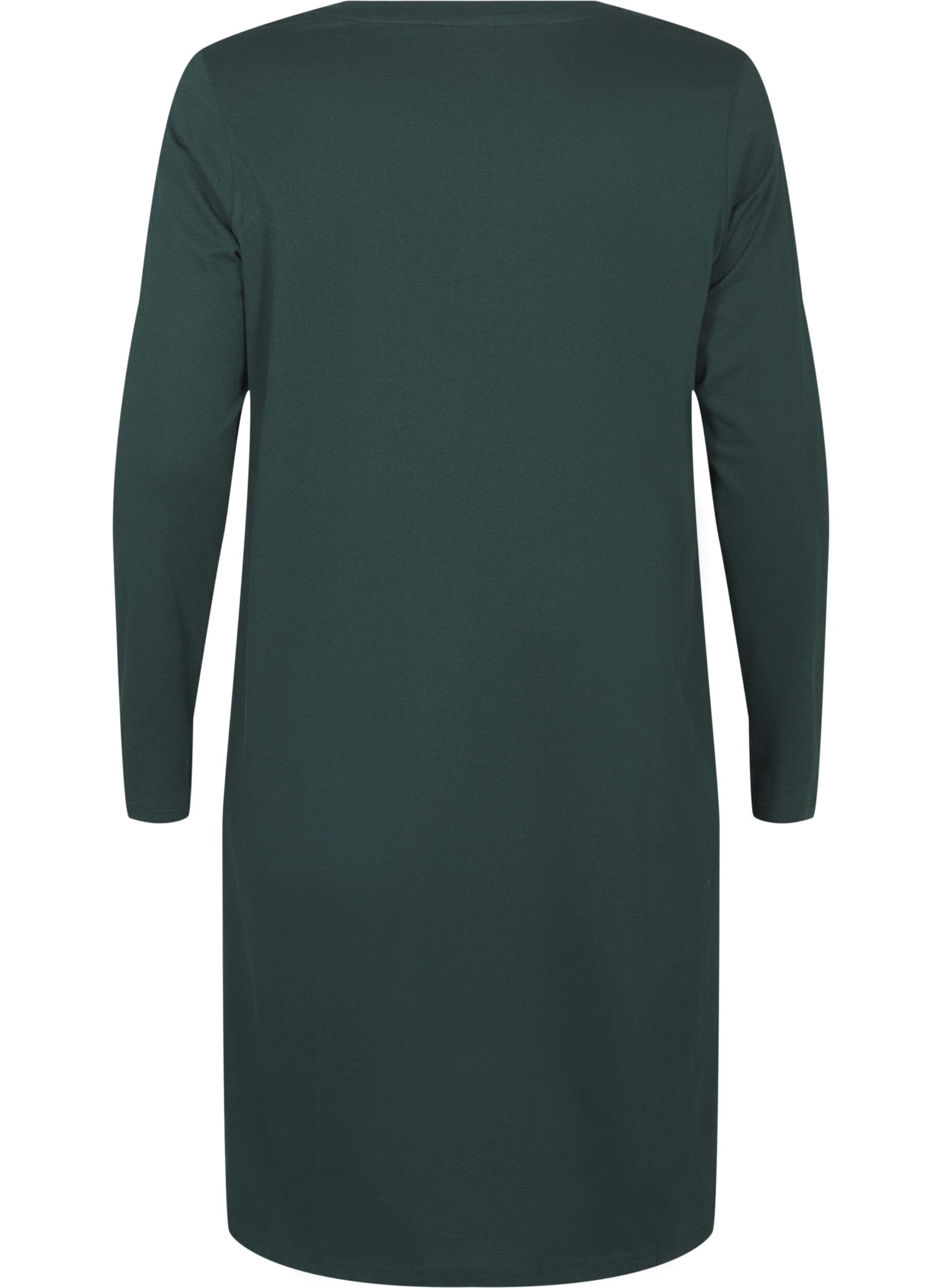 Zizzifashion Long-sleeved nightgown in organic cotton, Green, Packshot image number 1