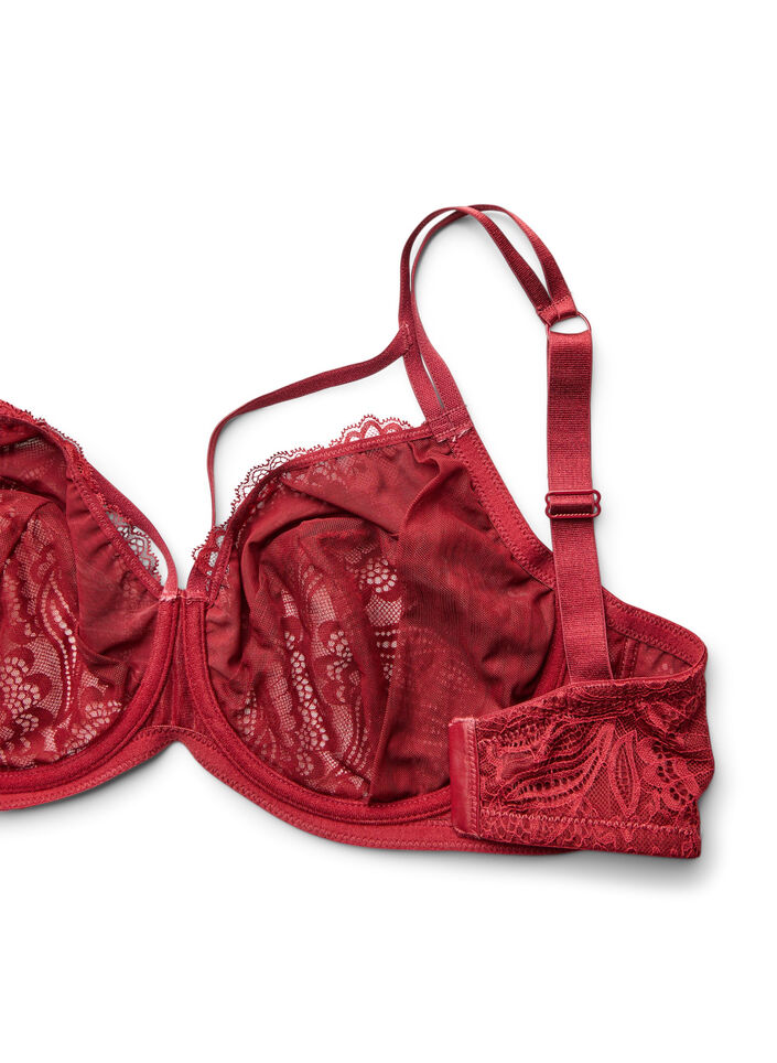 Full coverage bra with lace and double straps, Black, Packshot image number 3