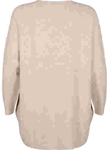 Marled knitted sweater with button details, Pumice Stone Mel., Packshot image number 1