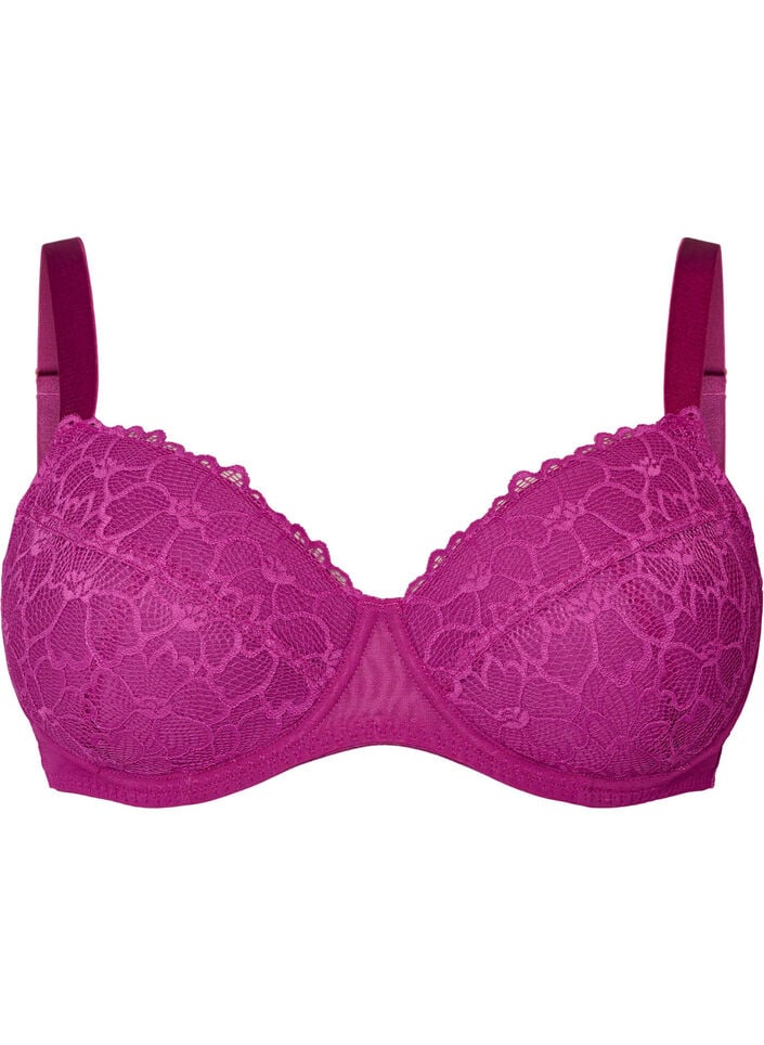 Padded bra with lace and underwire, Purple, Packshot image number 0