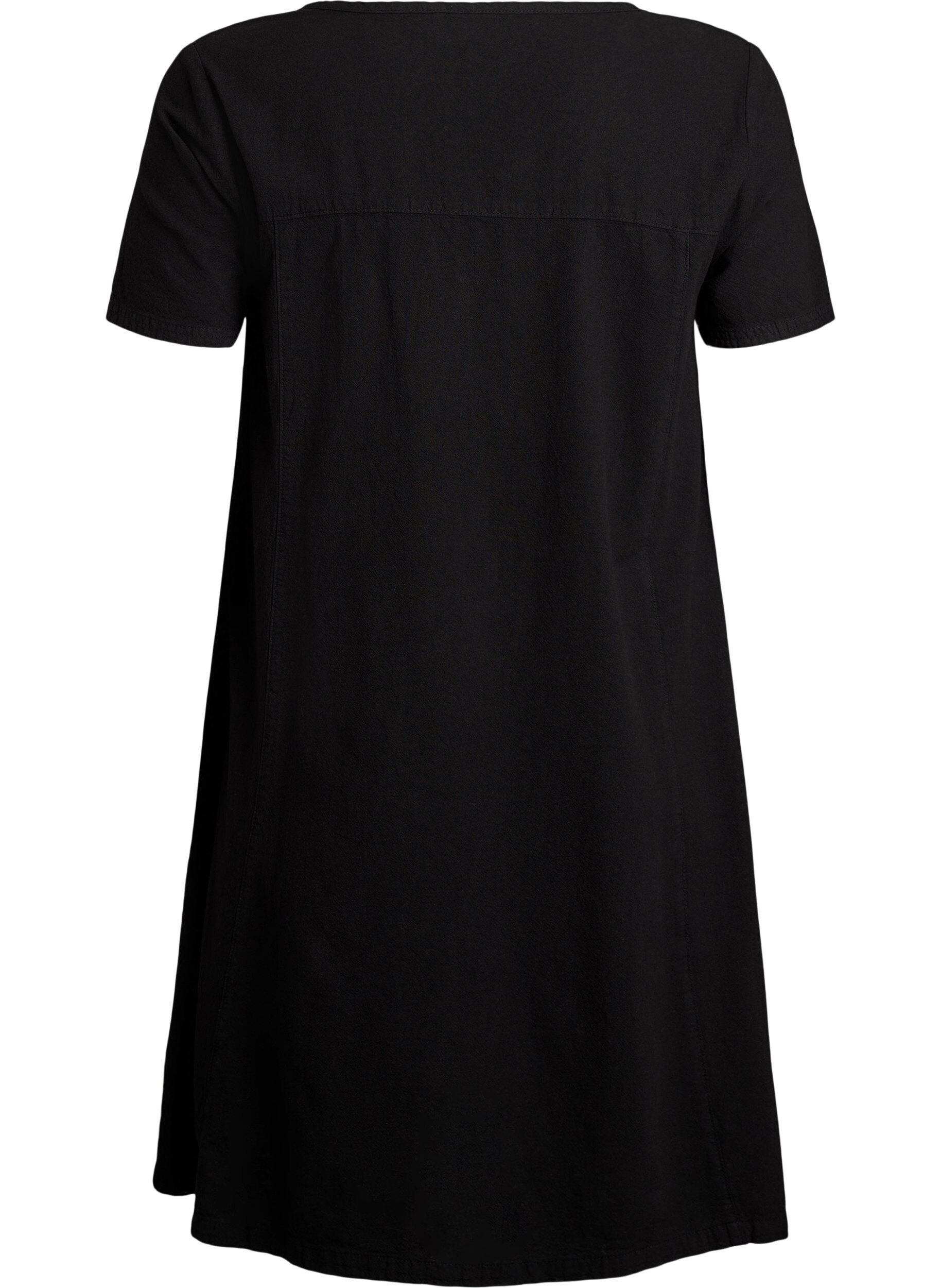 ZizzifashionShort-sleeved cotton dress, Black, Packshot image number 1