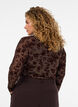 Mesh blouse with floral pattern, Brown, Model image number 2