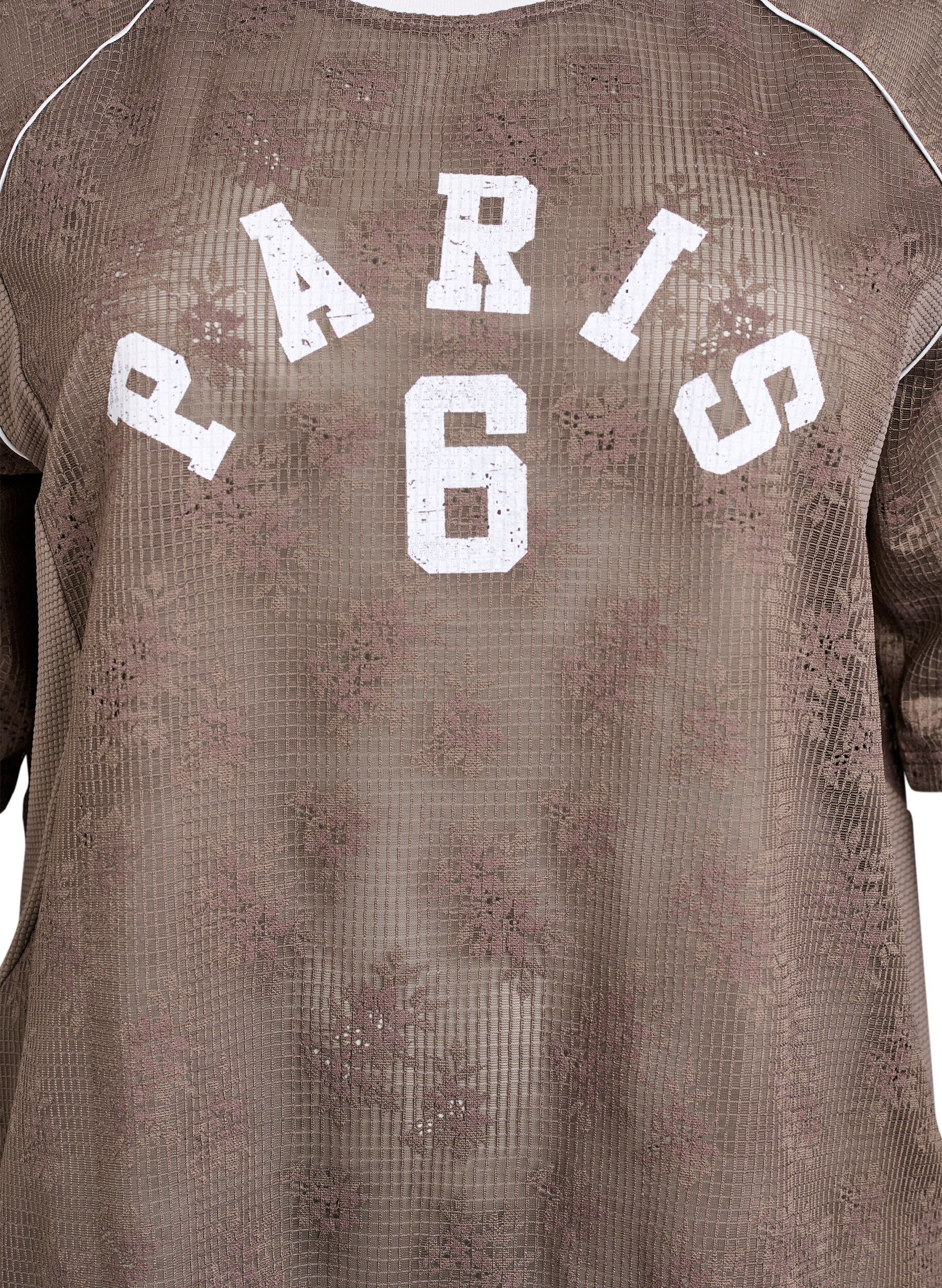 Zizzifashion Lace T-shirt with text print, Brown, Packshot image number 2