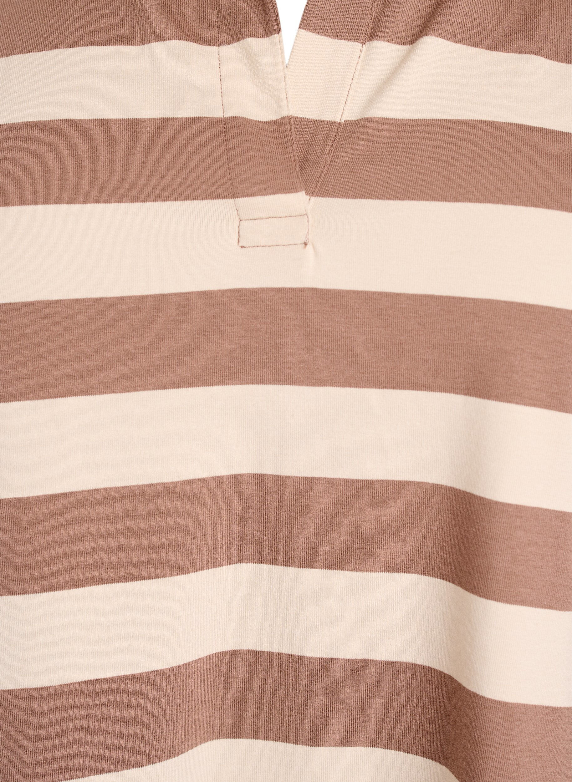 Zizzifashion Long-sleeved polo shirt with wide stripes, Brown, Packshot image number 2