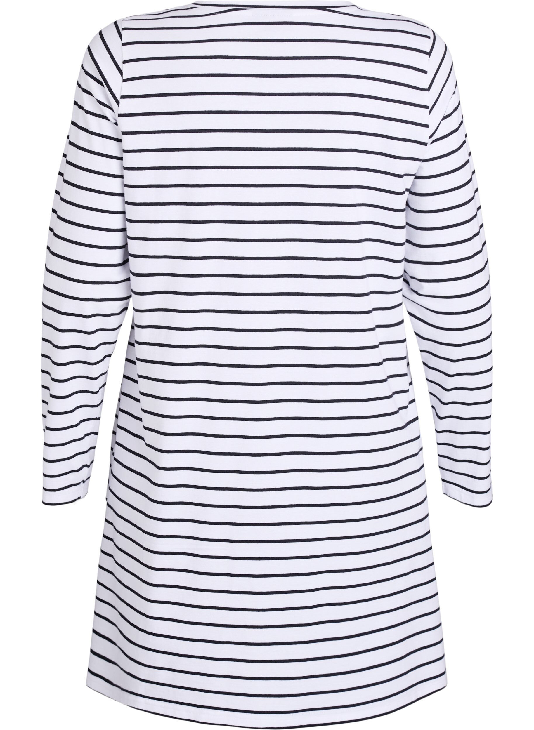 Zizzifashion Striped nightdress in organic cotton, White, Packshot image number 1