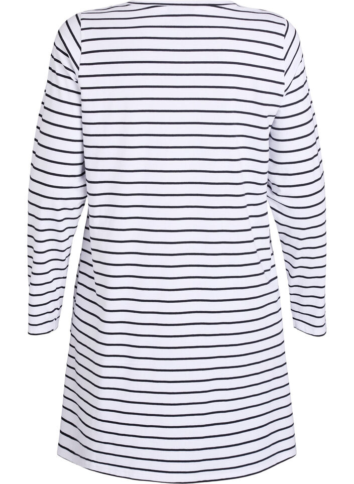 Striped nightdress in organic cotton, White, Packshot image number 1