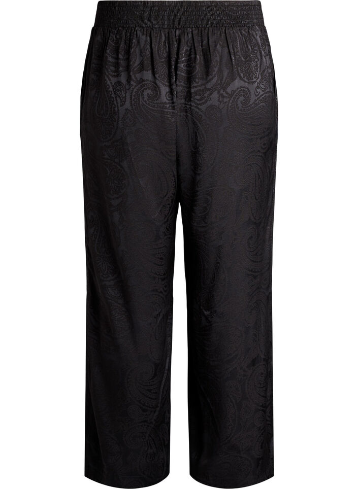 Loose trousers with paisley pattern and high waist, Black, Packshot image number 1