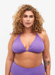Solid color triangle bikini top, Purple, Model image number 0