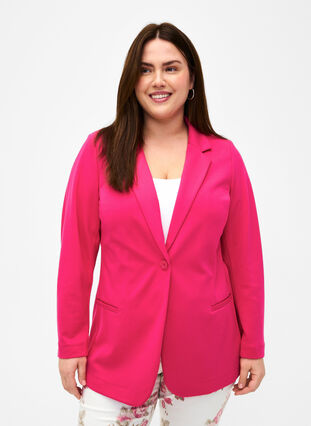 Simple blazer with button closure, Raspberry Sorbet, Model image number 0