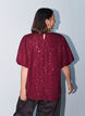 Sequin blouse with balloon sleeves, Red, Model image number 2