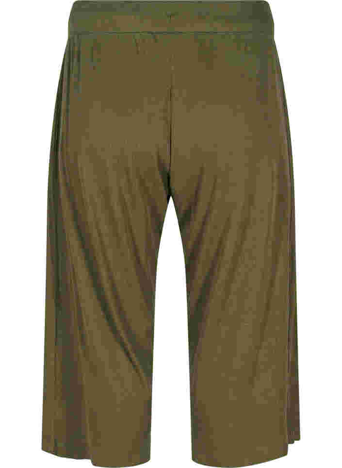 Loose culotte trousers in rib fabric, Ivy Green, Packshot image number 1