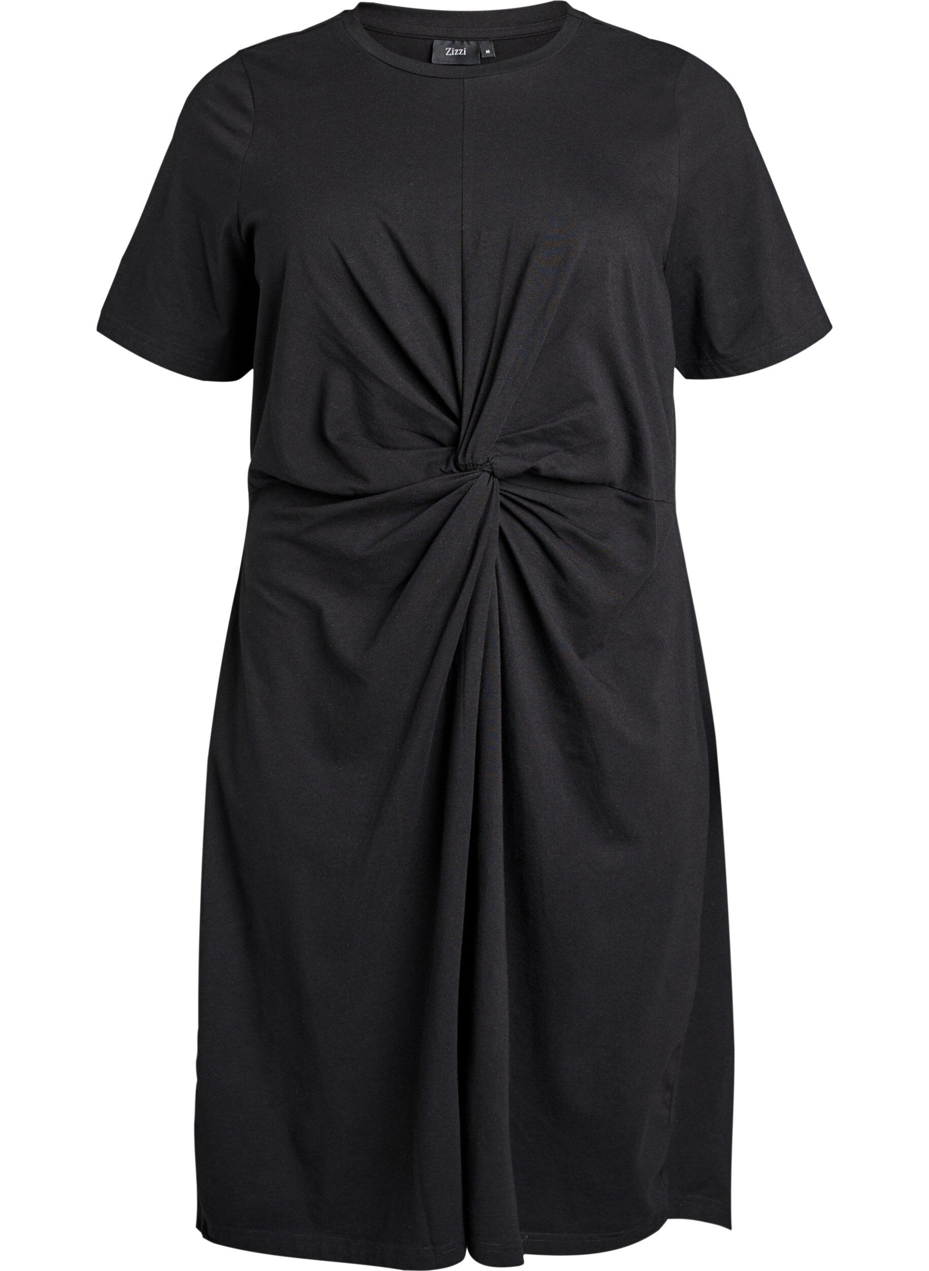 Zizzifashion Cotton dress with twist detail, Black, Packshot image number 0