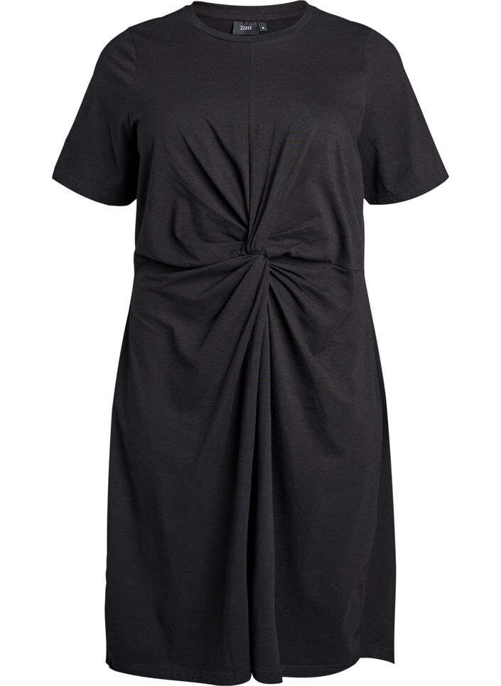 Cotton dress with twist detail, Black, Packshot image number 0
