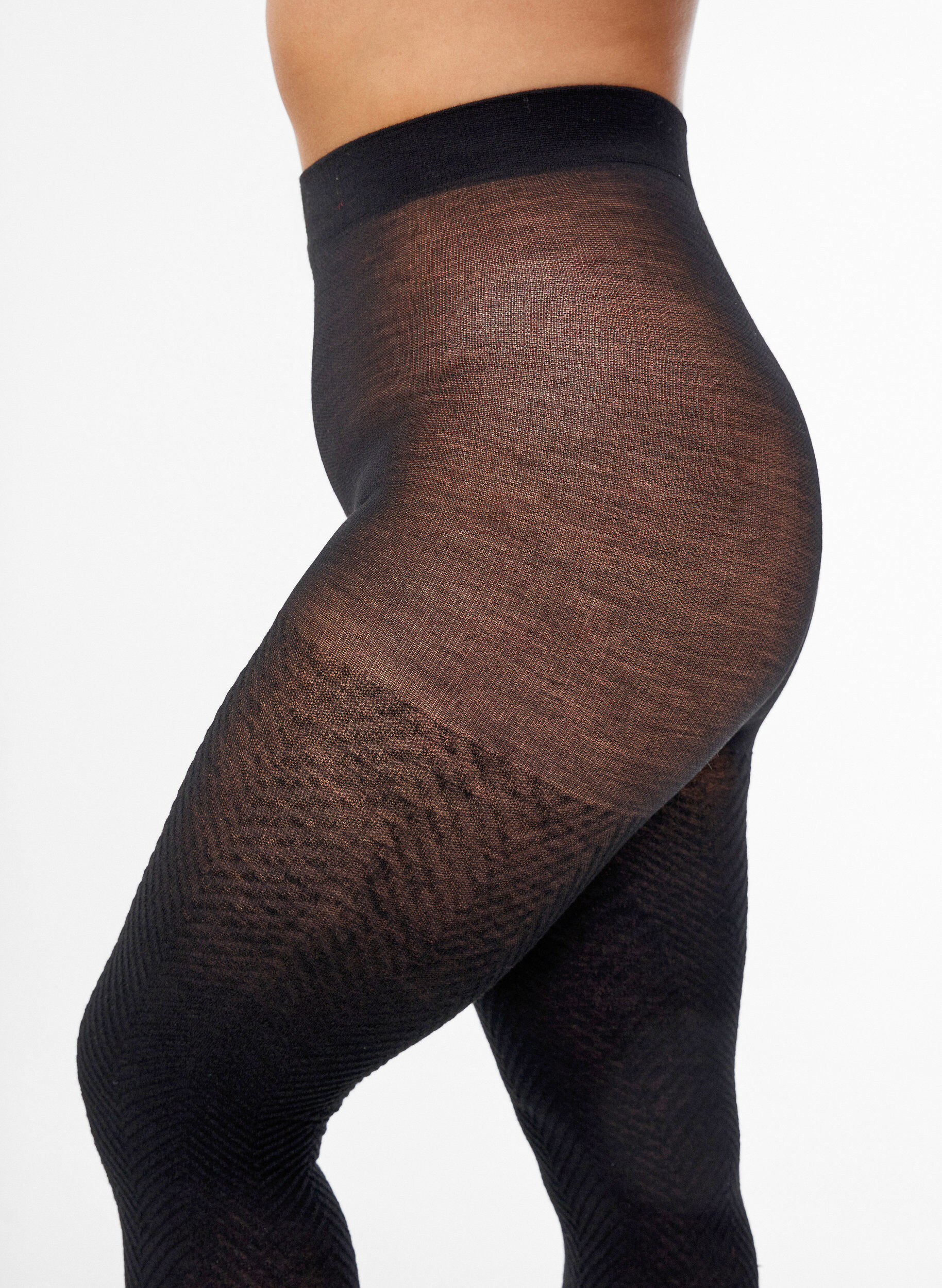 Zizzifashion Textured tights, Black, Model image number 1