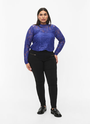Long-sleeved lace blouse, Deep Ultramarine, Model image number 2