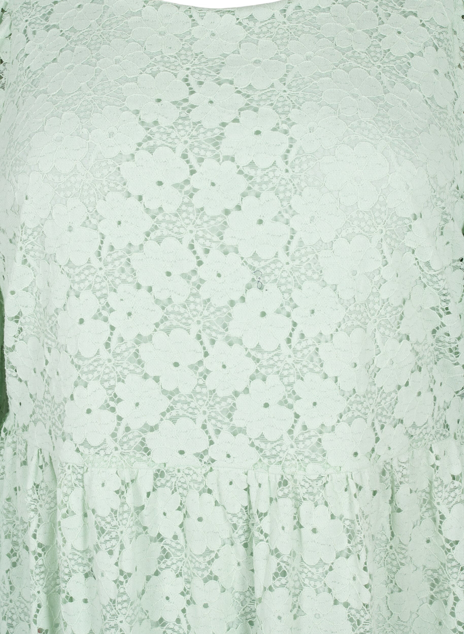 Zizzifashion Lace dress with long sleeves, Pastel Green , Packshot image number 2
