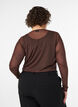 Sheer mesh blouse with rhinestones, Brown, Model image number 2