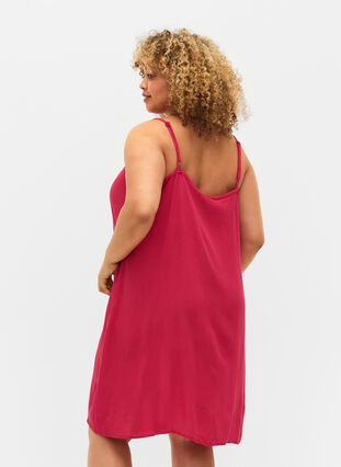 Solid colour strap dress in viscose, Bright Rose, Model image number 1