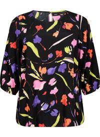 Viscose blouse with print and 3/4 sleeves
